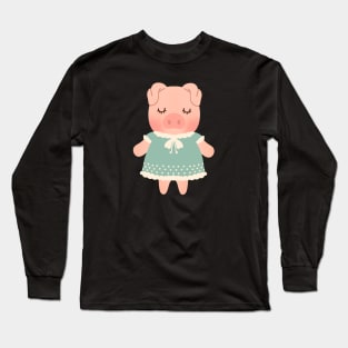 Cute little Pig kawaii in a dress Long Sleeve T-Shirt